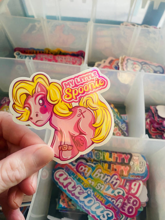 My Little Spoonie Sticker: Chronic Illness Awareness, Pink Pony
