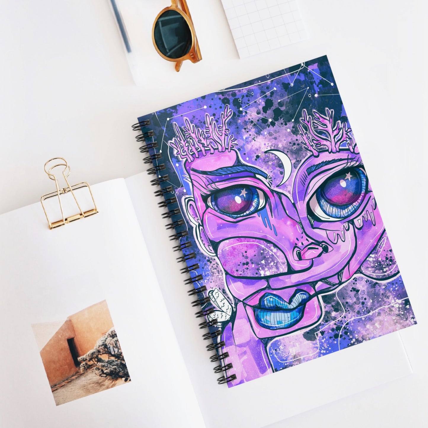 Lilac Coral Cubism Spiral Notebook - Ruled Line