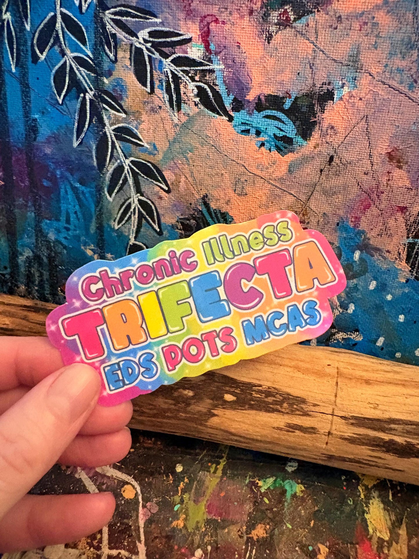 Handmade Chronic Illness Trifecta Holographic Sticker: POTS EDS MCAS Awareness | Hollie Day Artist