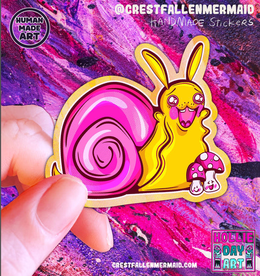 Handmade Sparkly Snail Sticker: Holographic stickers