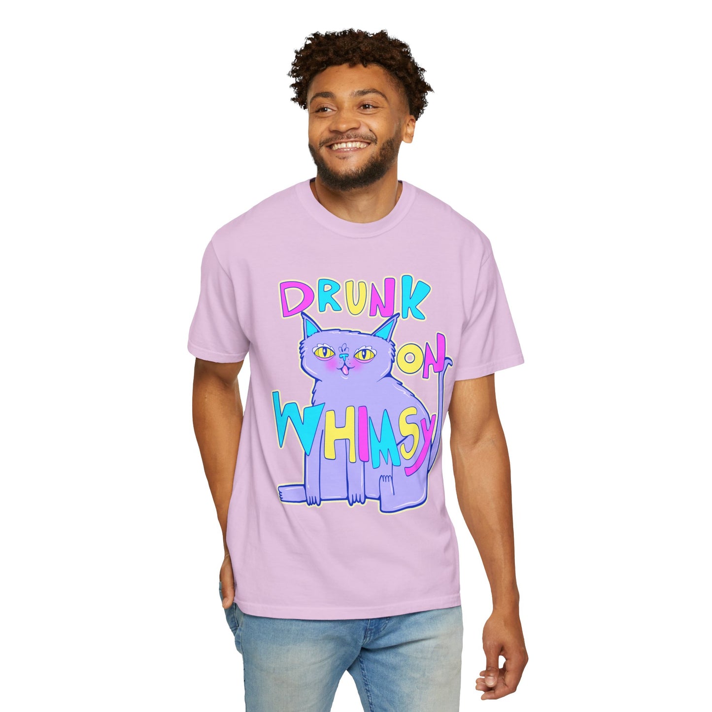 Drunk On Whimsy Cat Tee - Unisex Garment-Dyed T-shirt