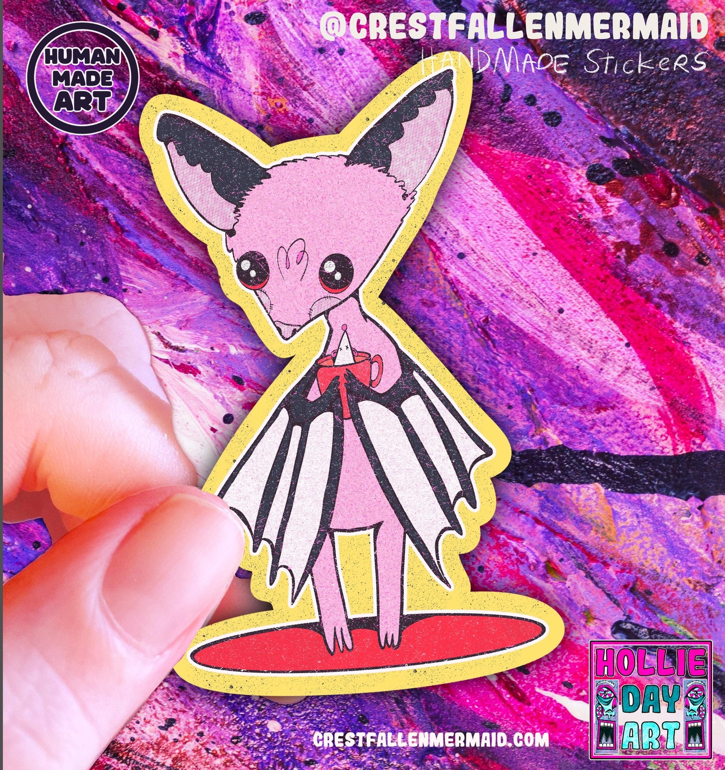 Handmade Holographic Bat Sticker: Spooky Halloween Bat