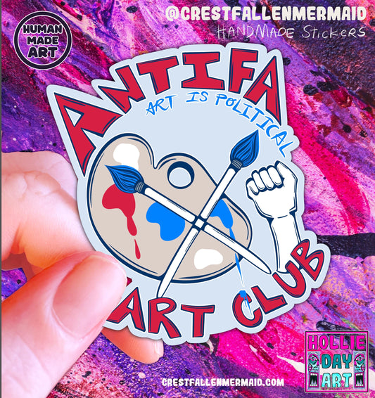 Handmade Sparkly Antifa Art Club Sticker