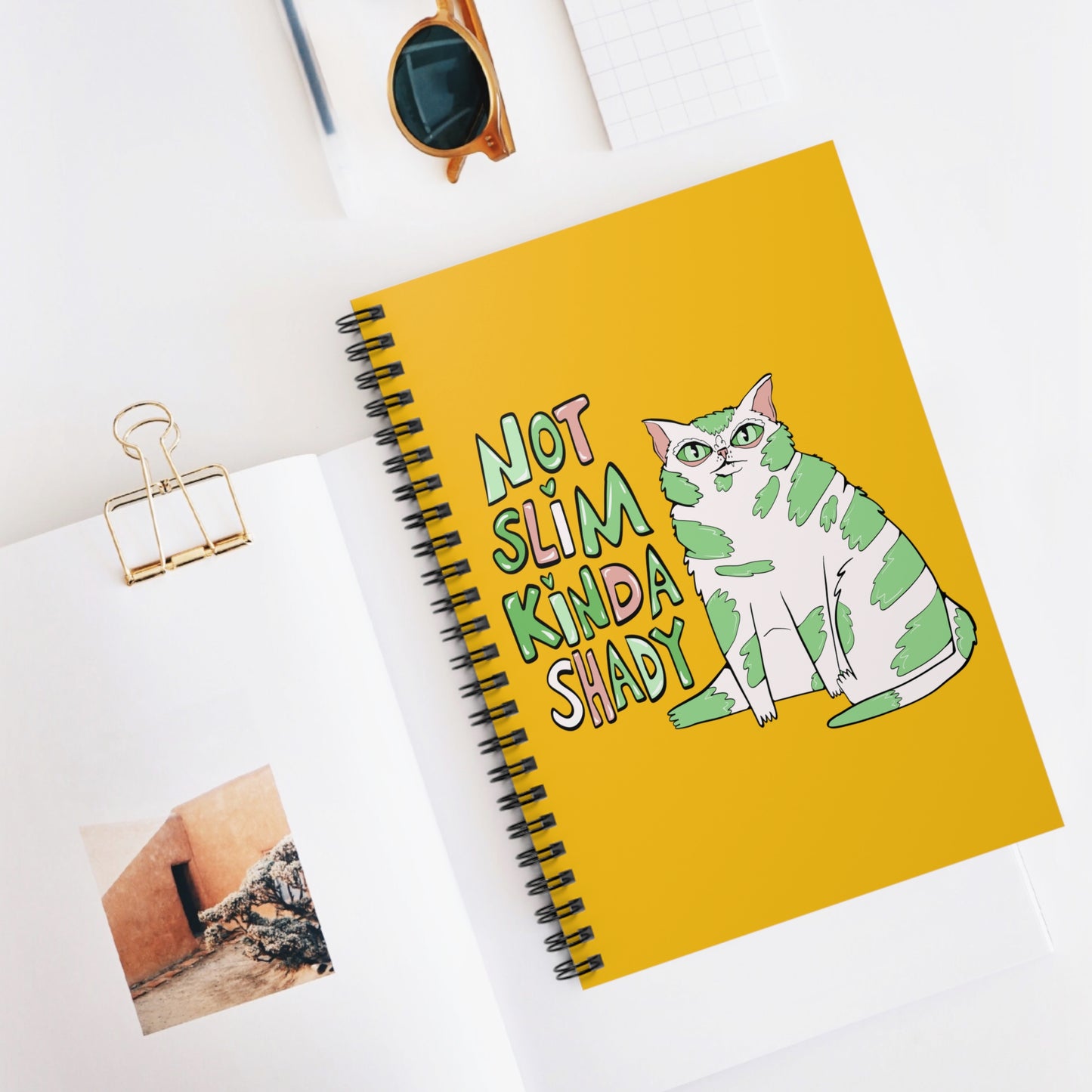 Not Slim Kinda Shady Cat Spiral Notebook - Ruled Line