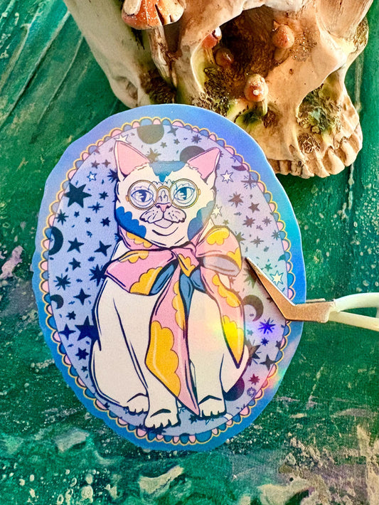 Hand Drawn Whimsical Cat Sticker