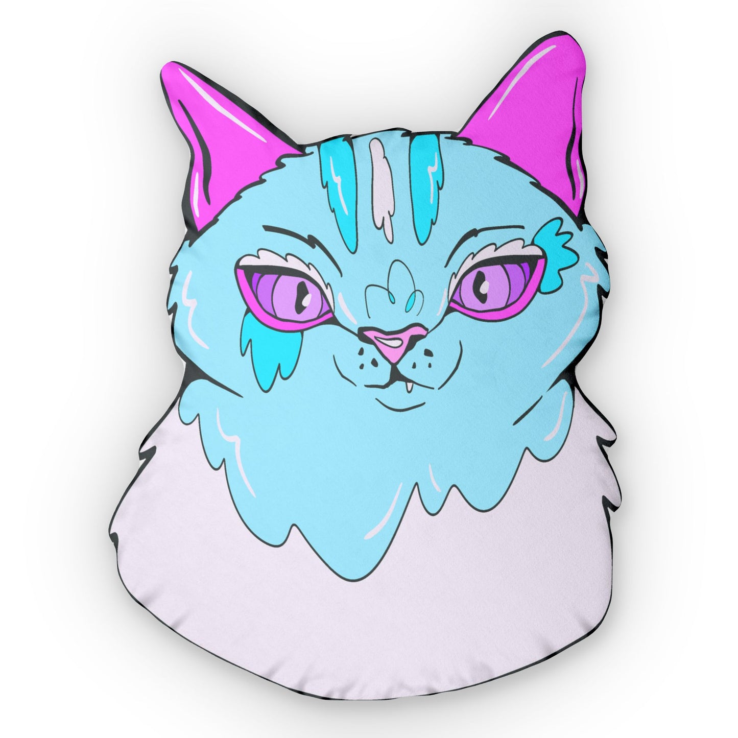 Sweet Aqua Cat Shaped Pillow