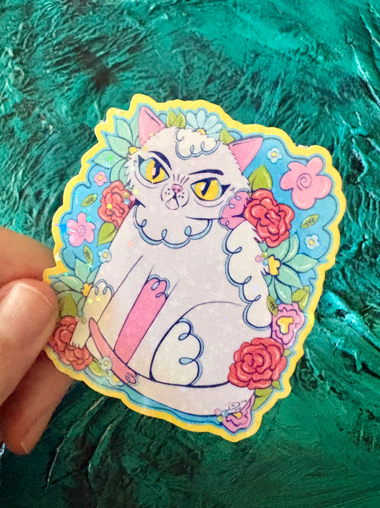 Floral Cat Sticker