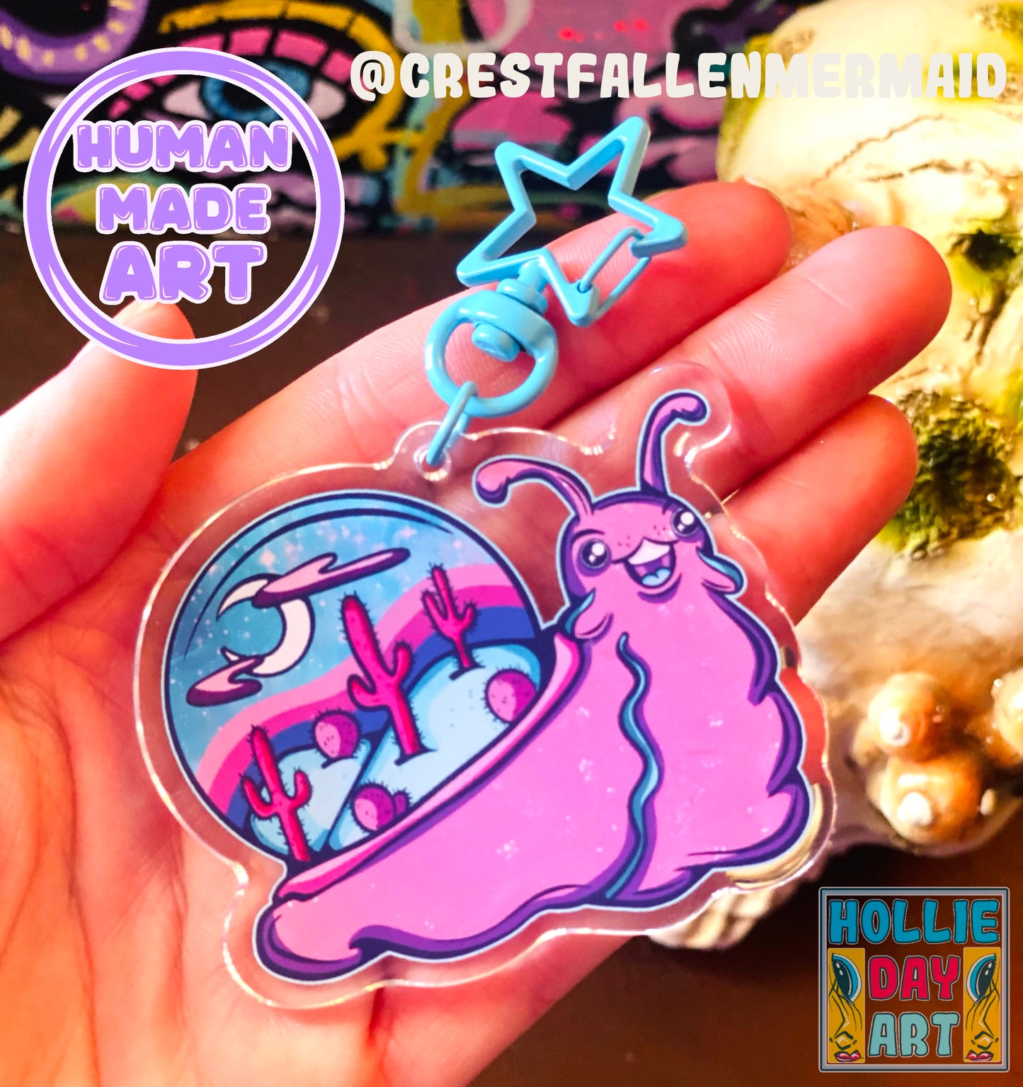 Nighttime Desert Snail Keychain