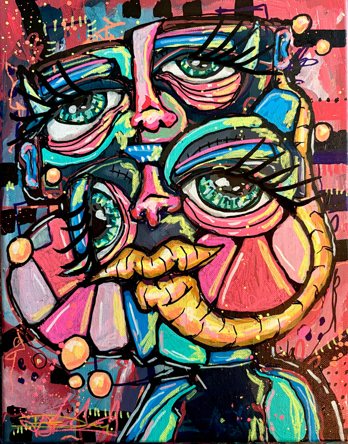 Candy Colored Connections 11x14 Acrylic Painting