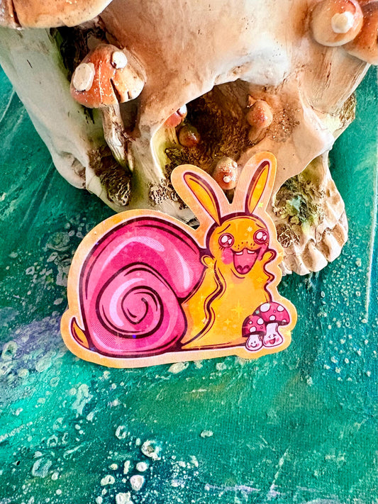 Handmade Sparkly Snail Sticker: Holographic stickers