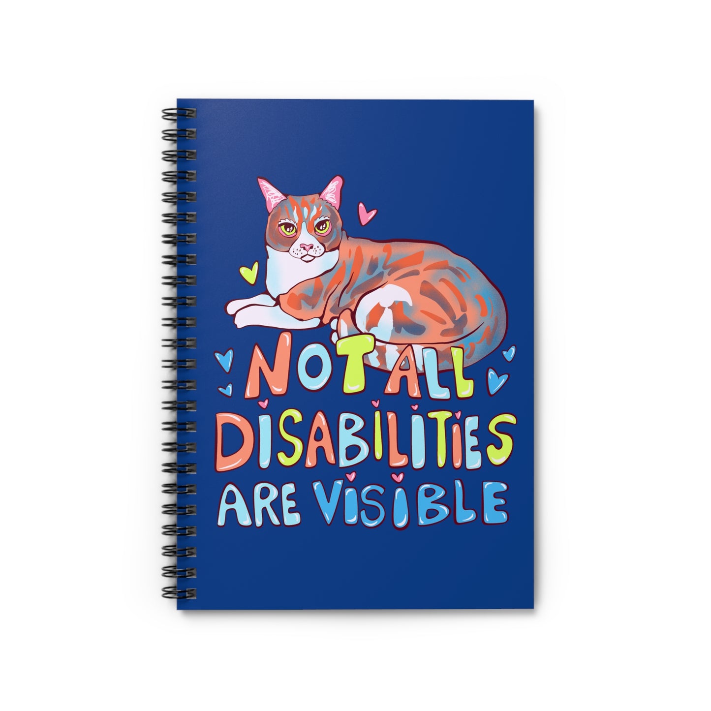 Not all Disabilities are Visible Cat Art Spiral Notebook - Ruled Line