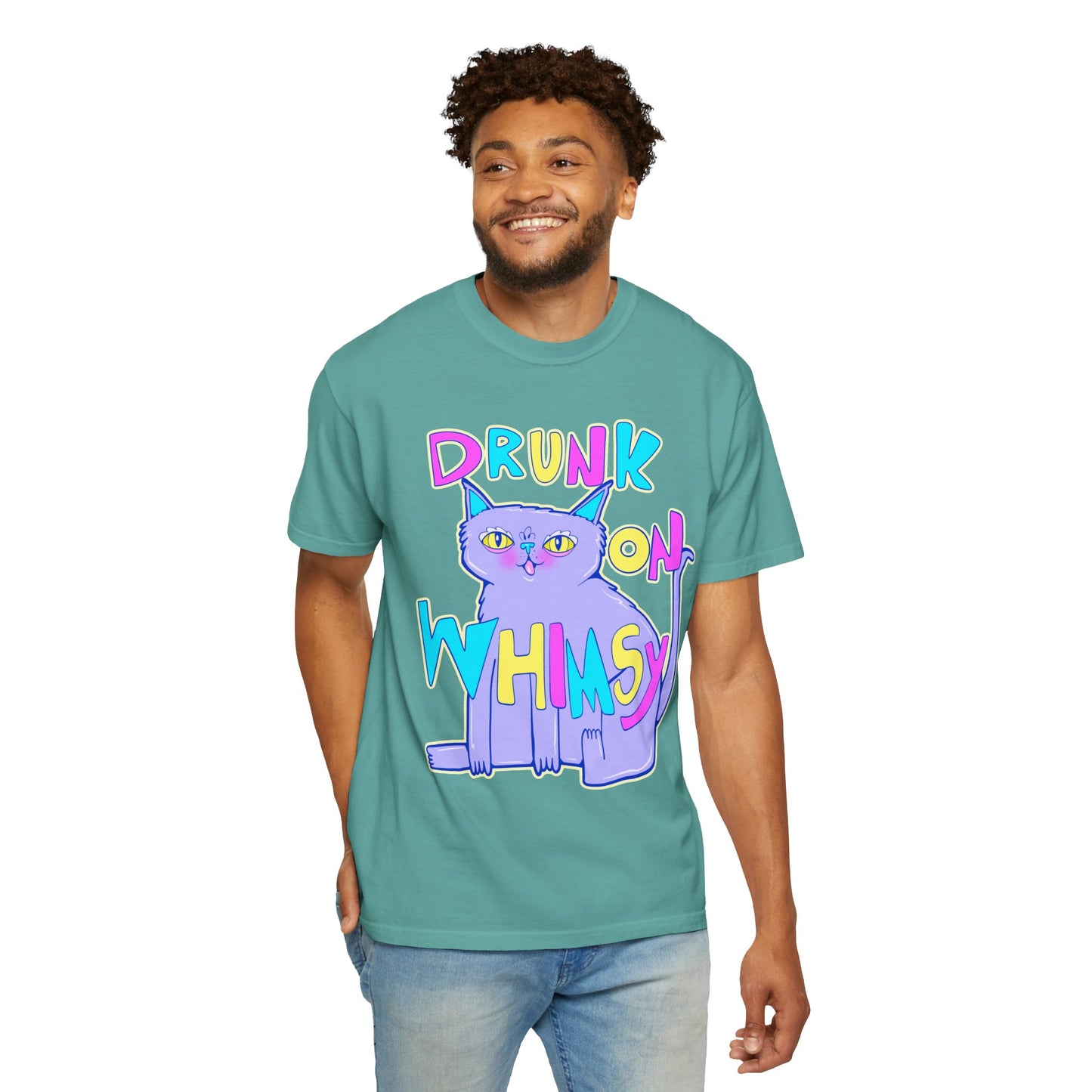 Drunk On Whimsy Cat Tee - Unisex Garment-Dyed T-shirt