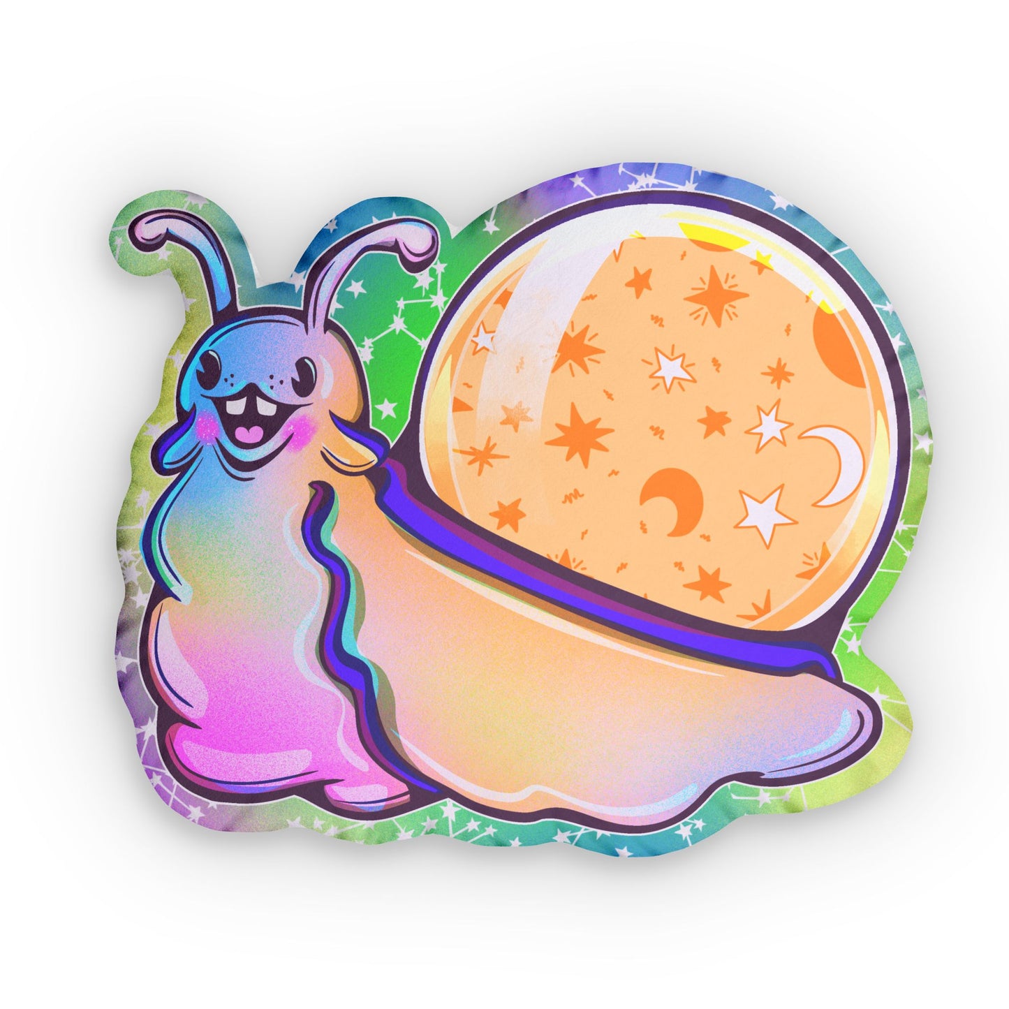 Happy Rainbow Snail Shaped Pillow
