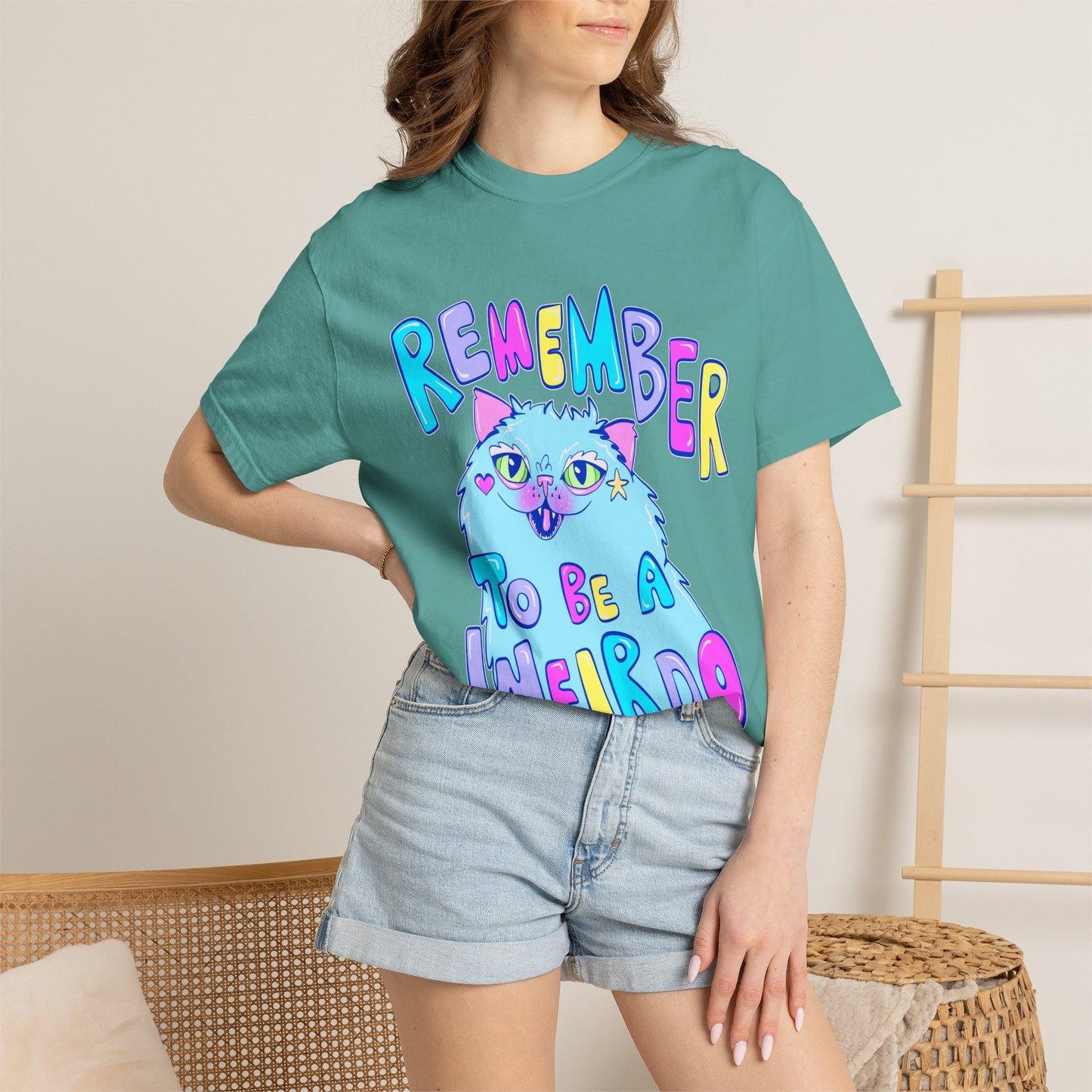 Remember To Be A Weirdo Cat Tee - Unisex Garment-Dyed T-shirt