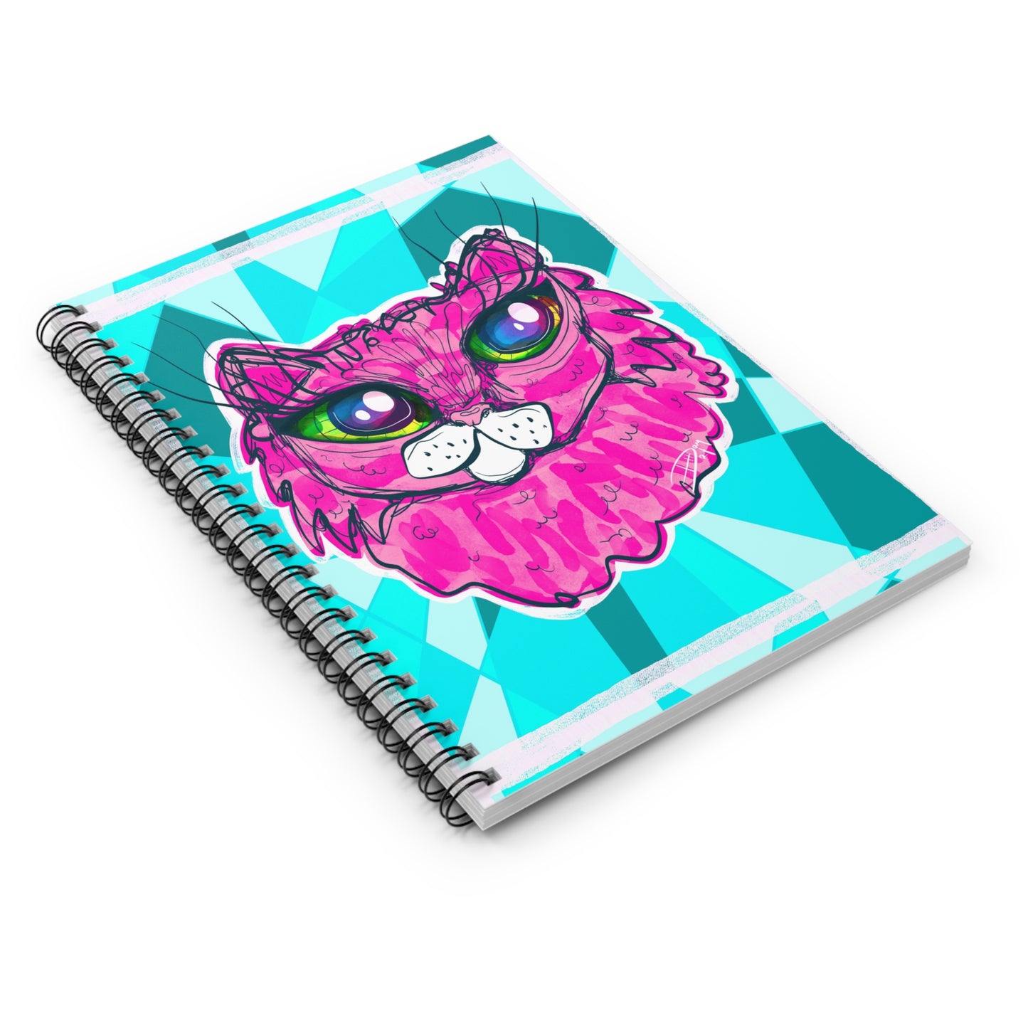 Pretty Pink Cat Spiral Notebook - Ruled Line