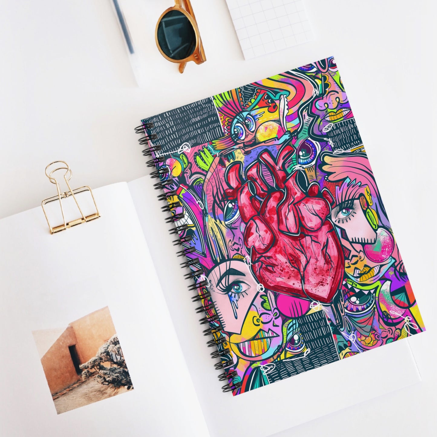 Rainbow Hearts Cubism Spiral Notebook - Ruled Line
