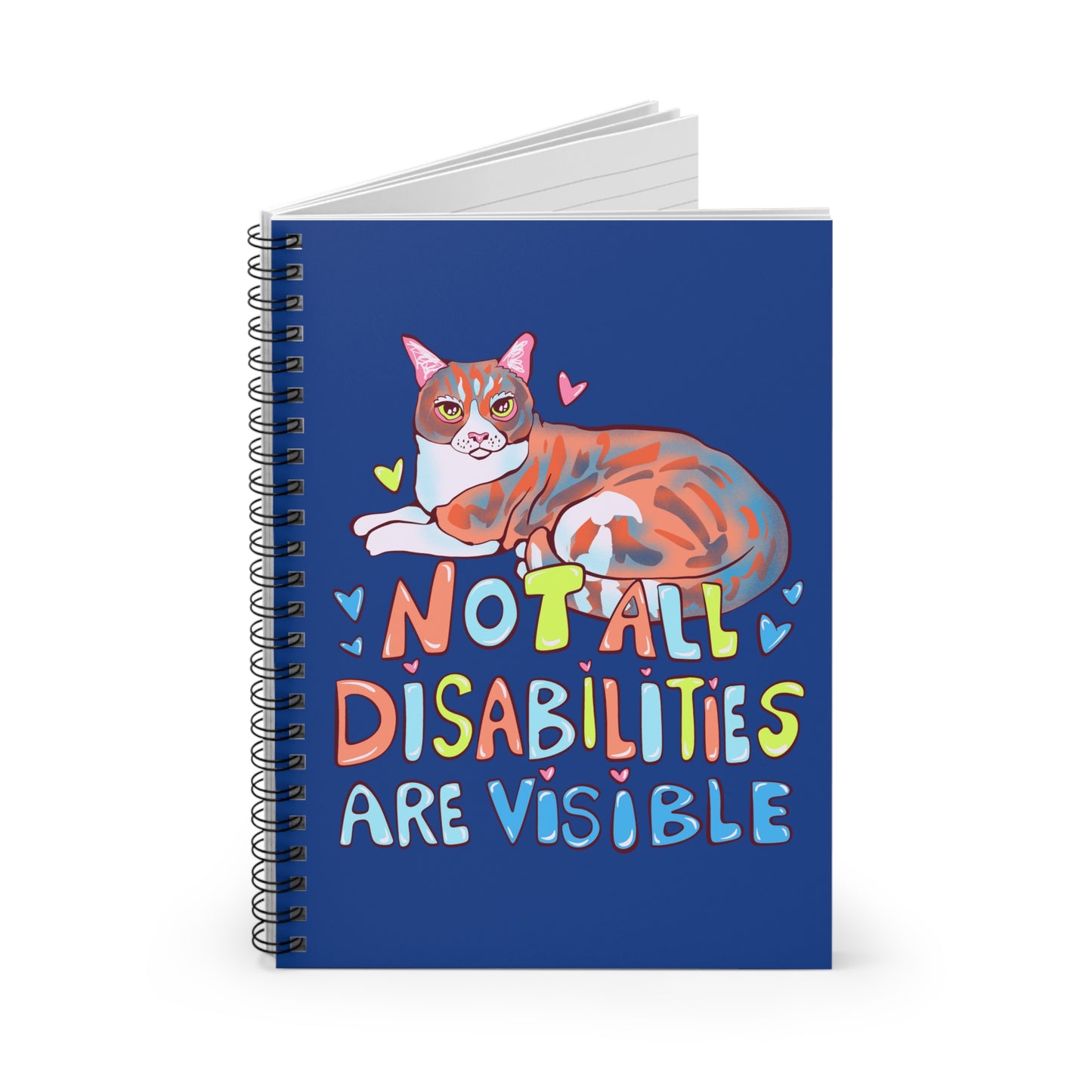 Not all Disabilities are Visible Cat Art Spiral Notebook - Ruled Line