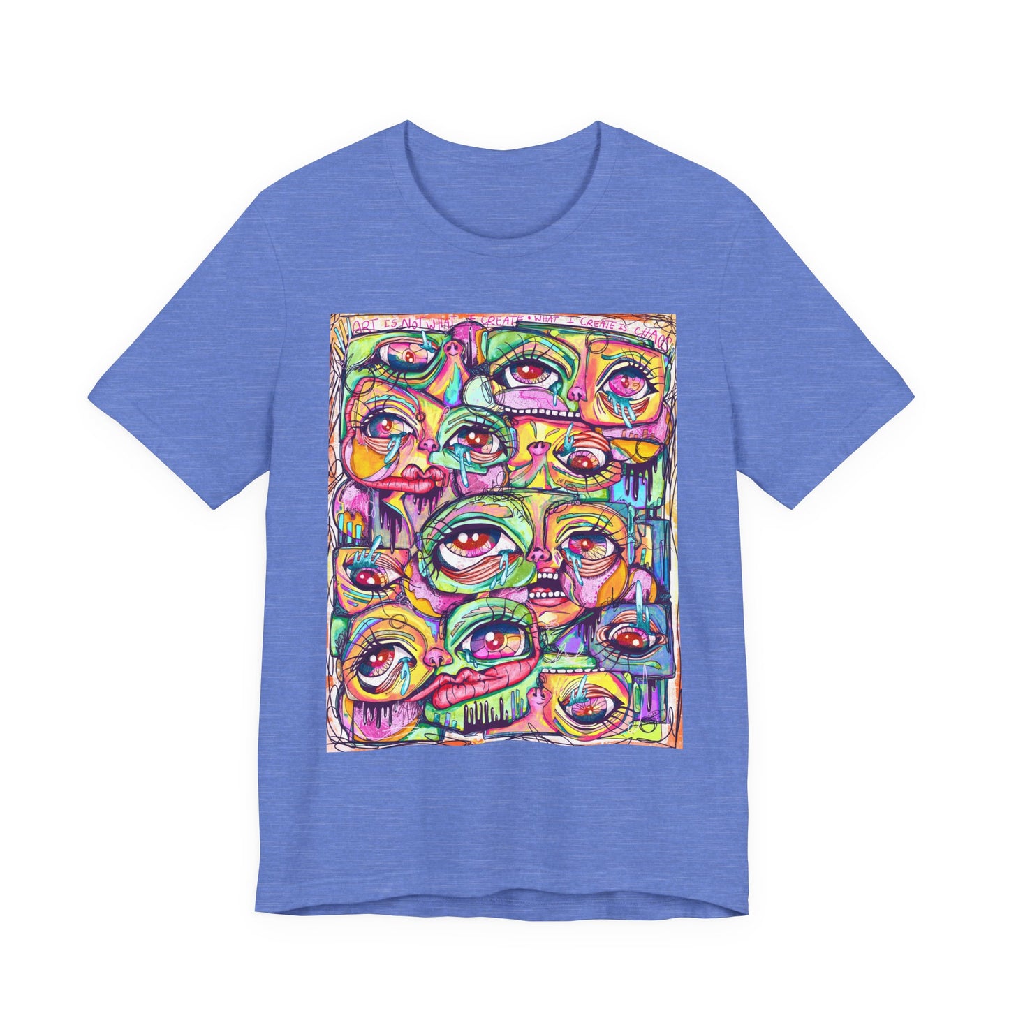 Colorful Chaos of Expressive Faces Unisex Jersey Short Sleeve Tee