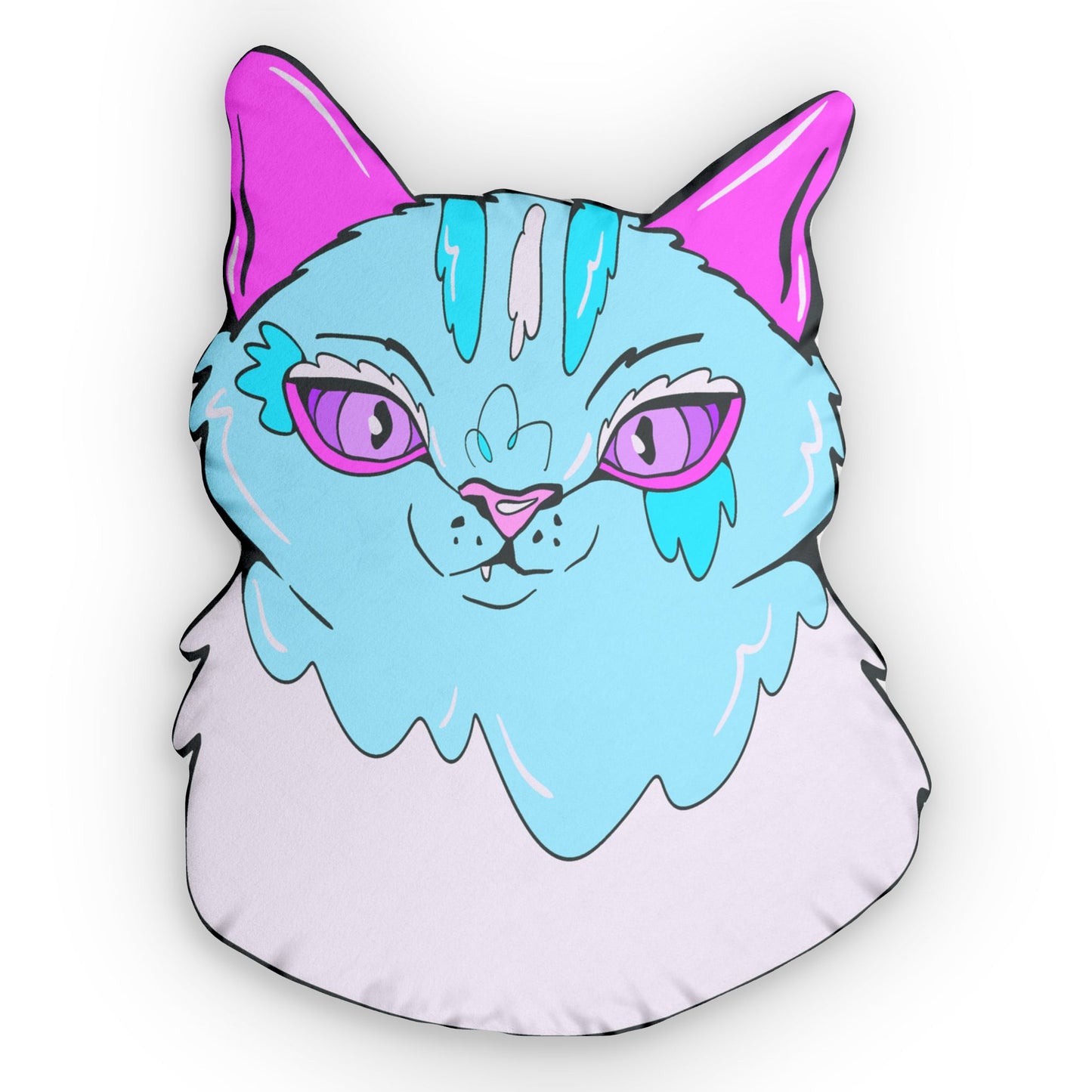 Sweet Aqua Cat Shaped Pillow