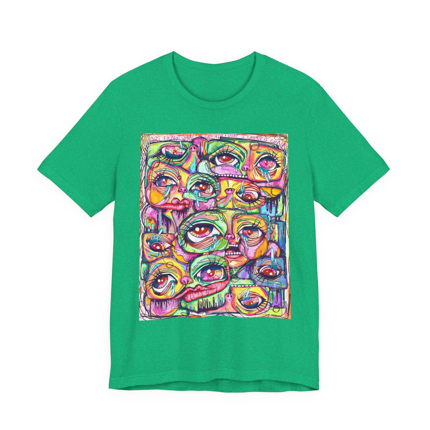 Colorful Chaos of Expressive Faces Unisex Jersey Short Sleeve Tee