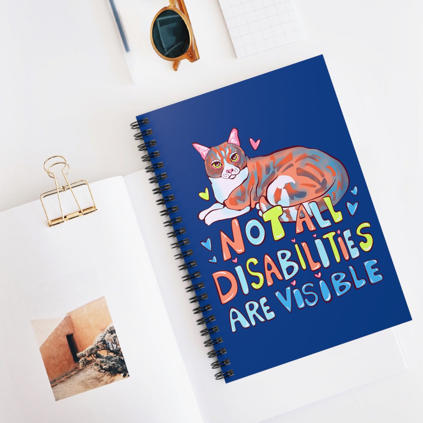 Not all Disabilities are Visible Cat Art Spiral Notebook - Ruled Line