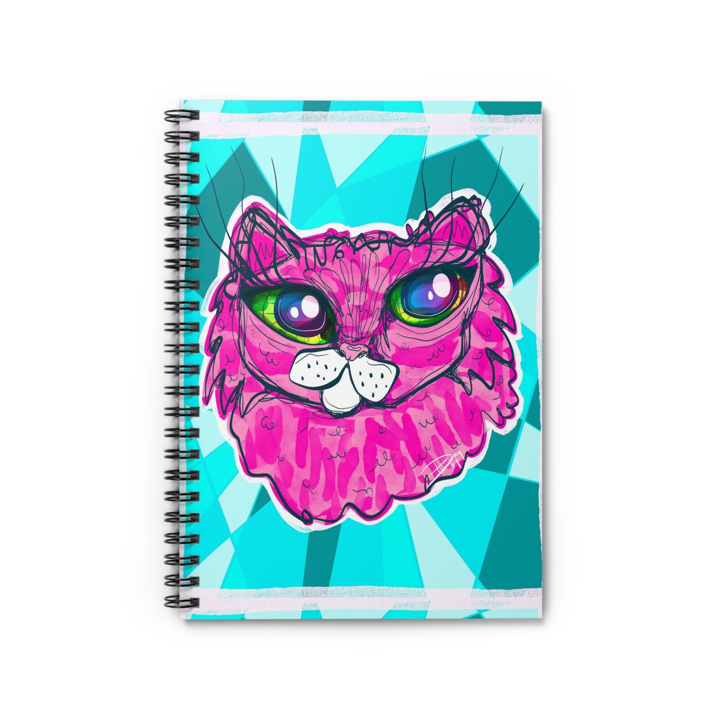 Pretty Pink Cat Spiral Notebook - Ruled Line