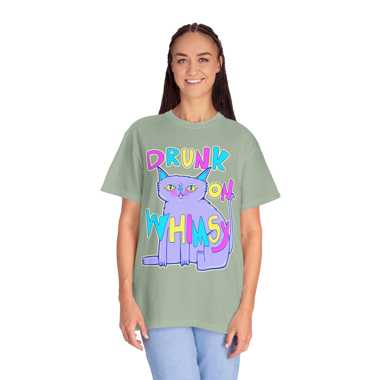 Drunk On Whimsy Cat Tee - Unisex Garment-Dyed T-shirt