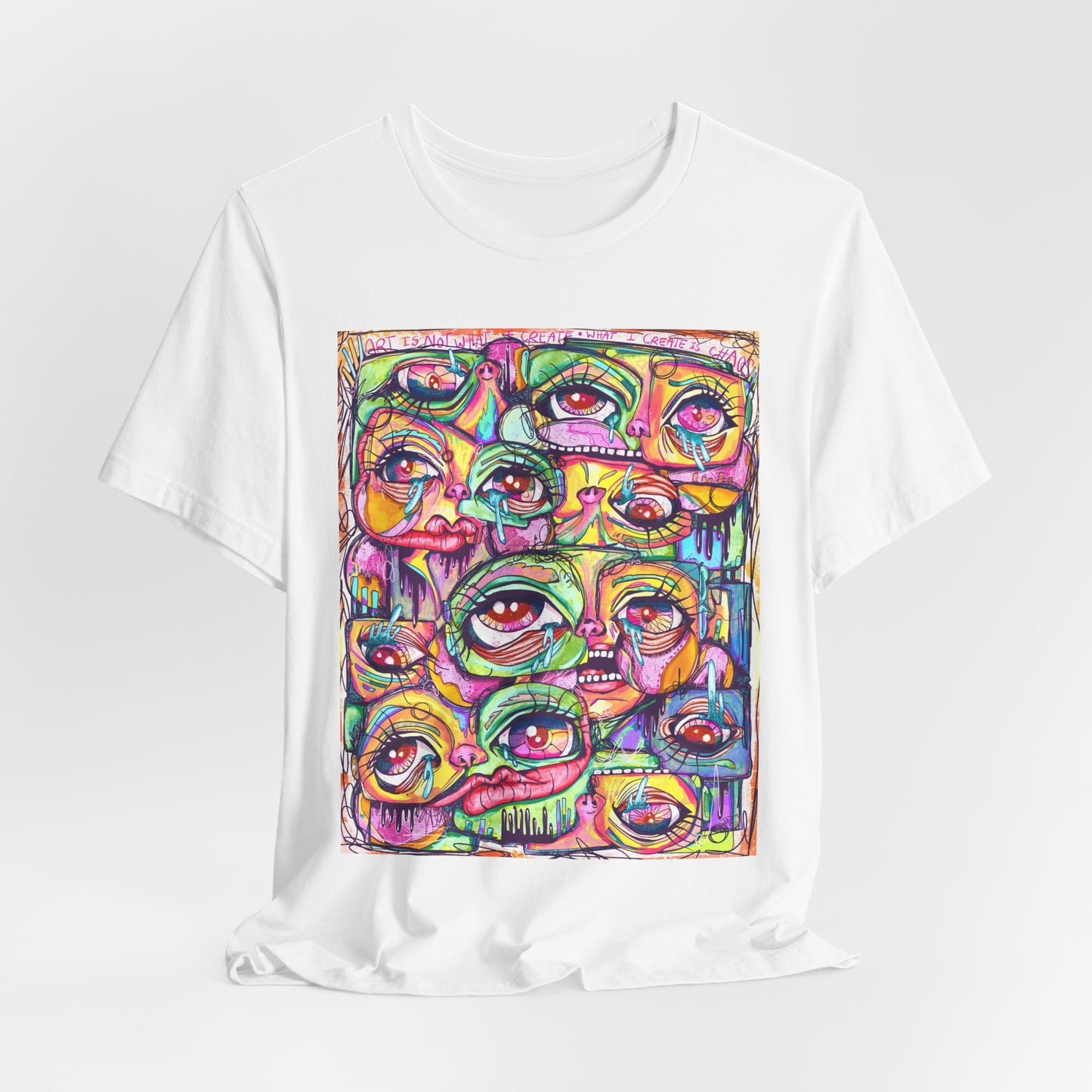 Colorful Chaos of Expressive Faces Unisex Jersey Short Sleeve Tee