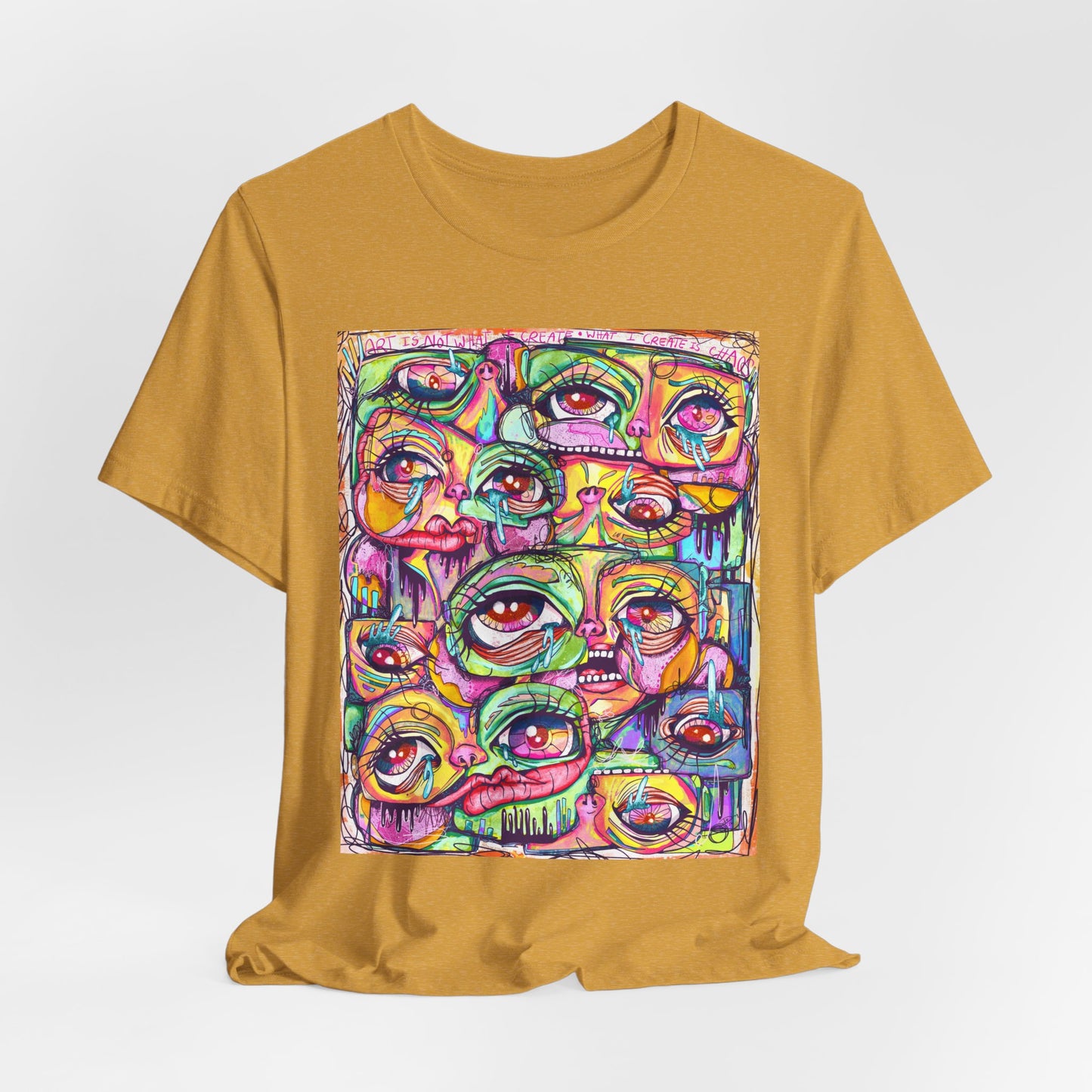 Colorful Chaos of Expressive Faces Unisex Jersey Short Sleeve Tee