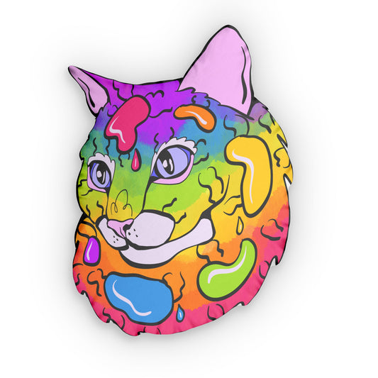 Rainbow Floofy Cat Shaped Pillows