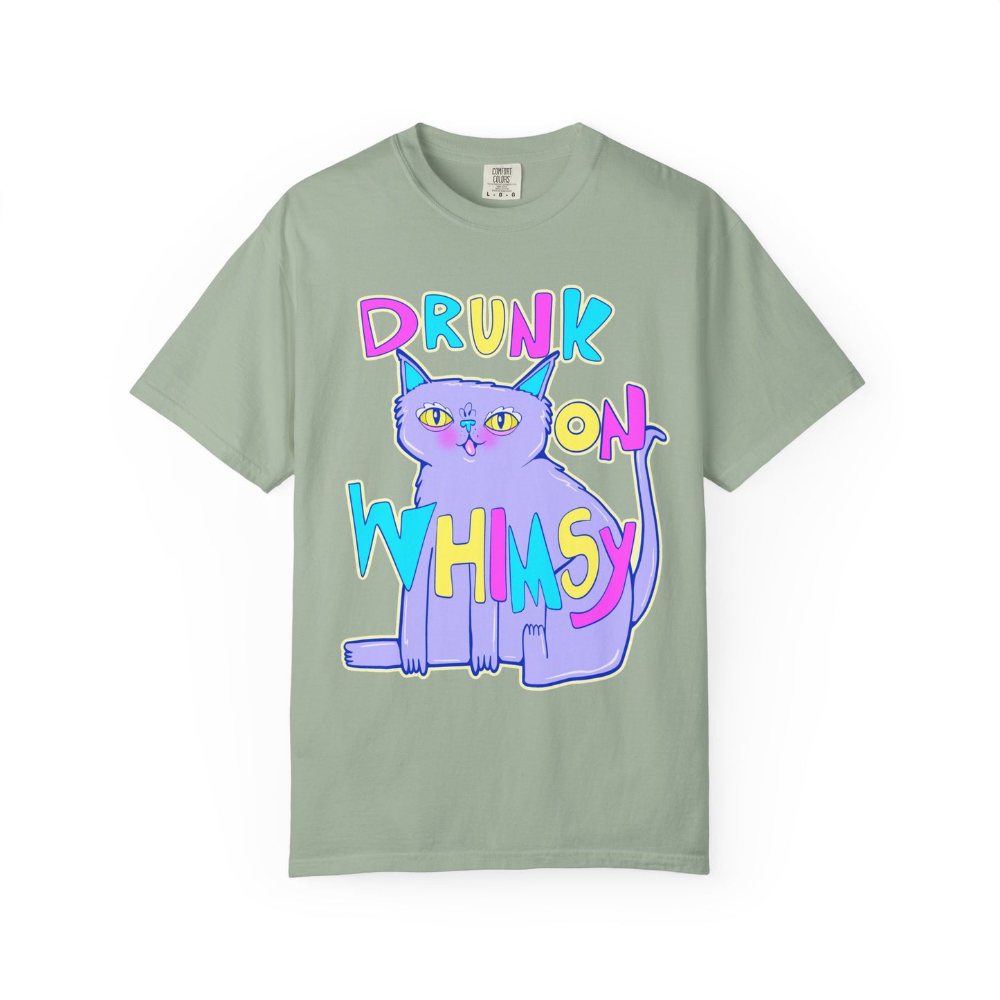 Drunk On Whimsy Cat Tee - Unisex Garment-Dyed T-shirt
