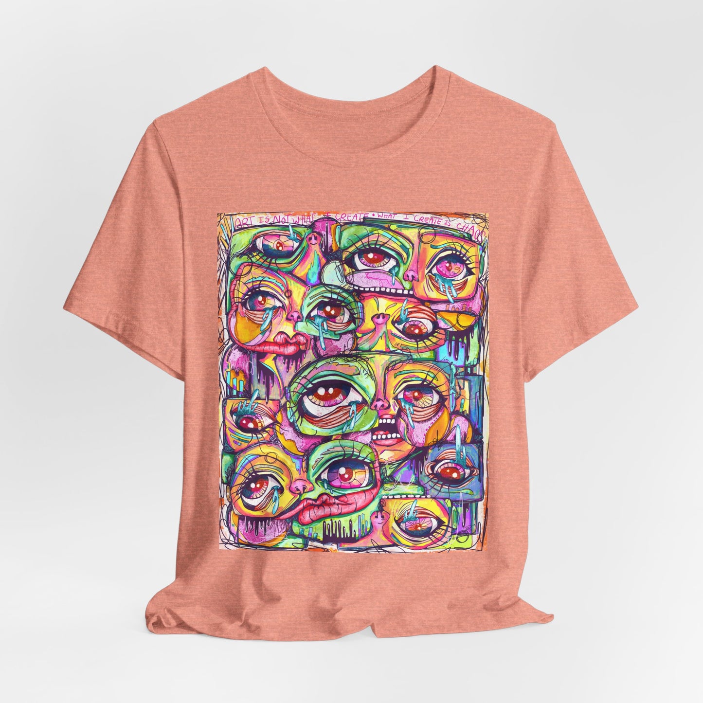 Colorful Chaos of Expressive Faces Unisex Jersey Short Sleeve Tee