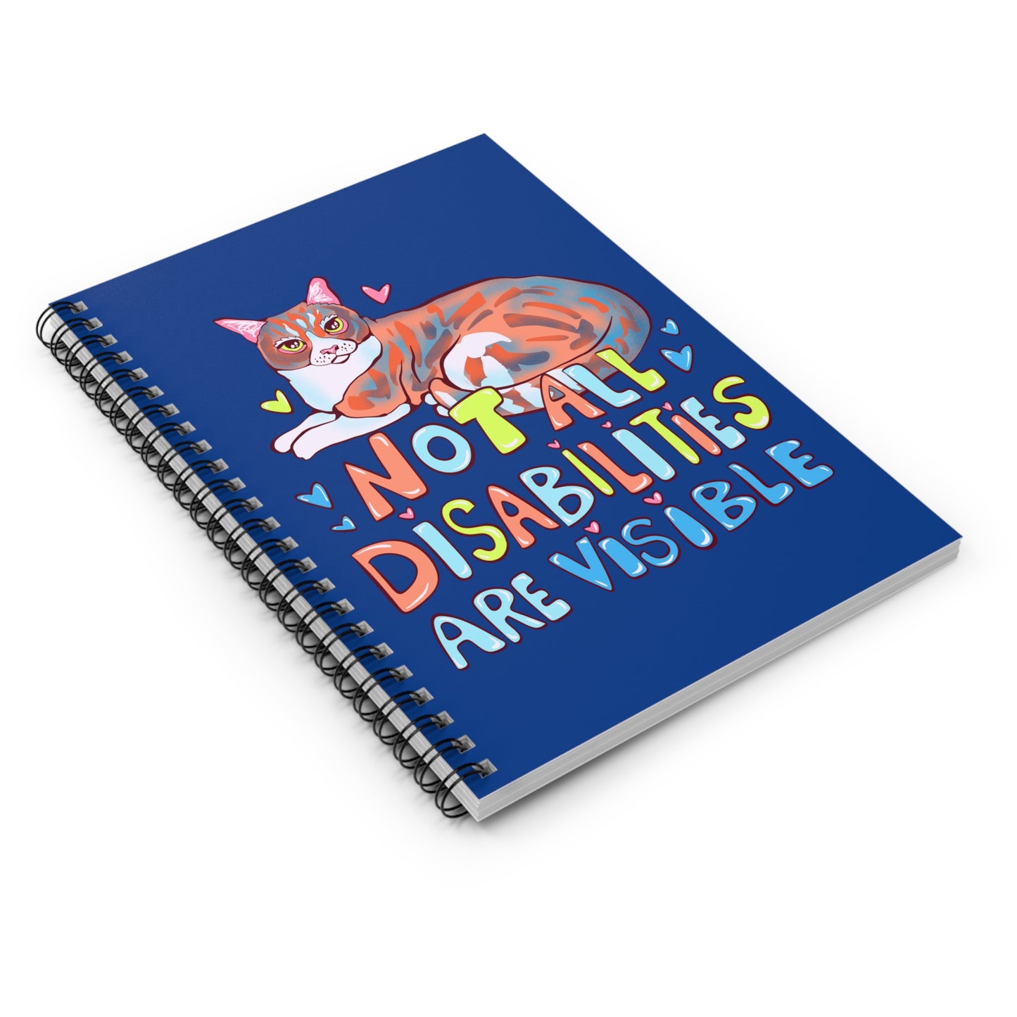 Not all Disabilities are Visible Cat Art Spiral Notebook - Ruled Line