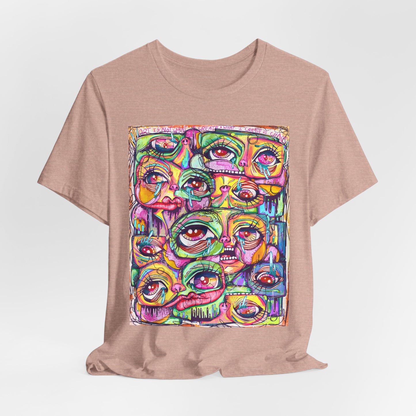 Colorful Chaos of Expressive Faces Unisex Jersey Short Sleeve Tee