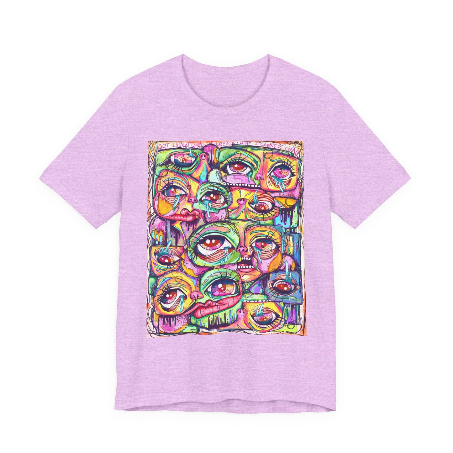 Colorful Chaos of Expressive Faces Unisex Jersey Short Sleeve Tee