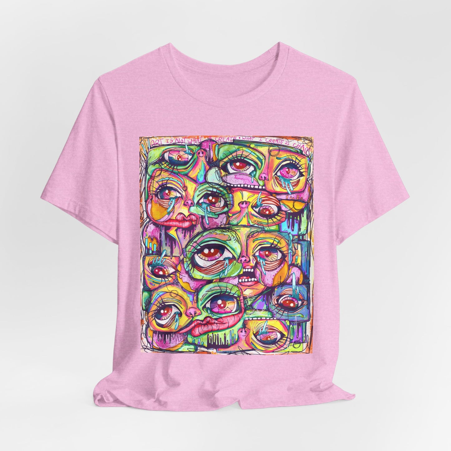 Colorful Chaos of Expressive Faces Unisex Jersey Short Sleeve Tee