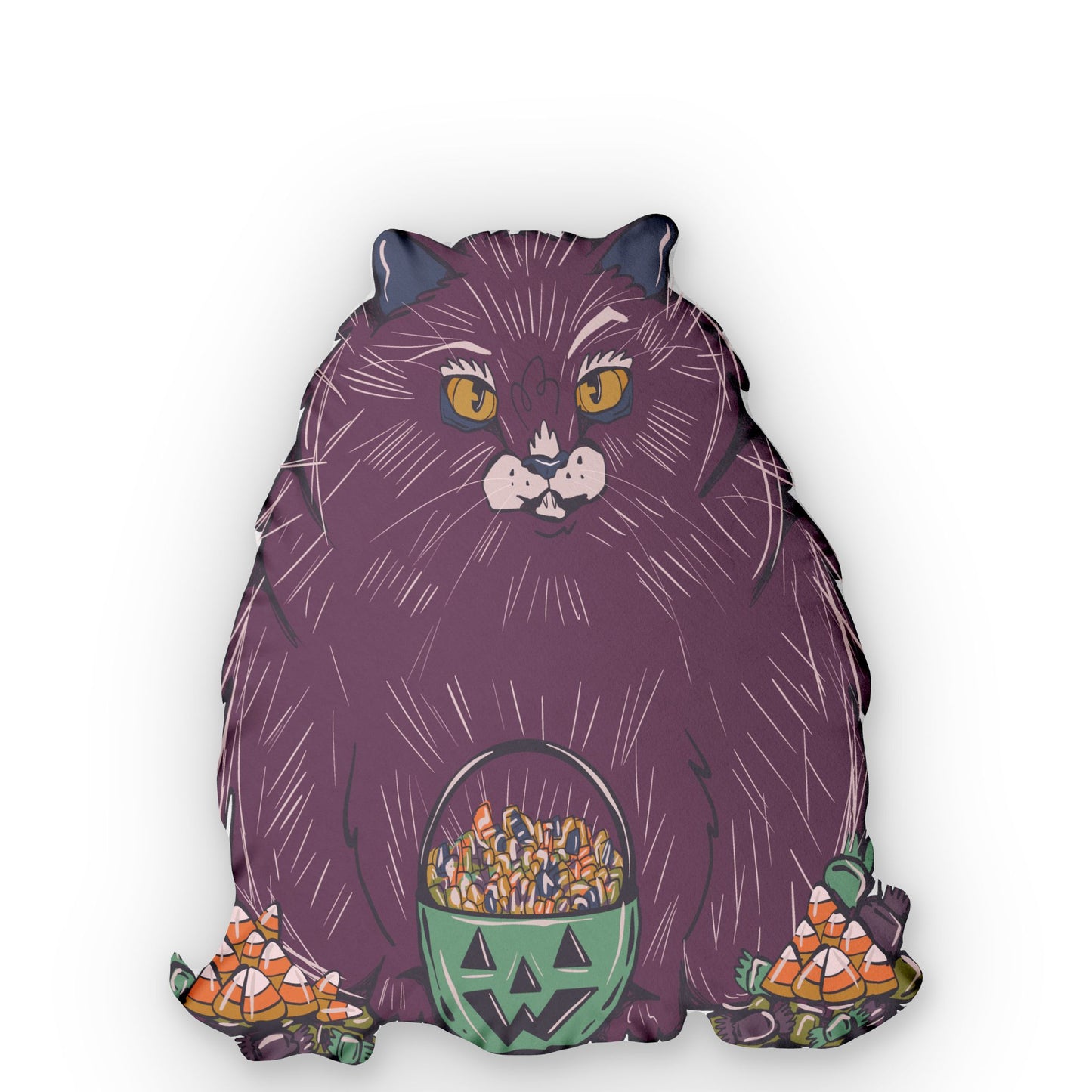 Treat Yourself Halloween Cat Shaped Pillow
