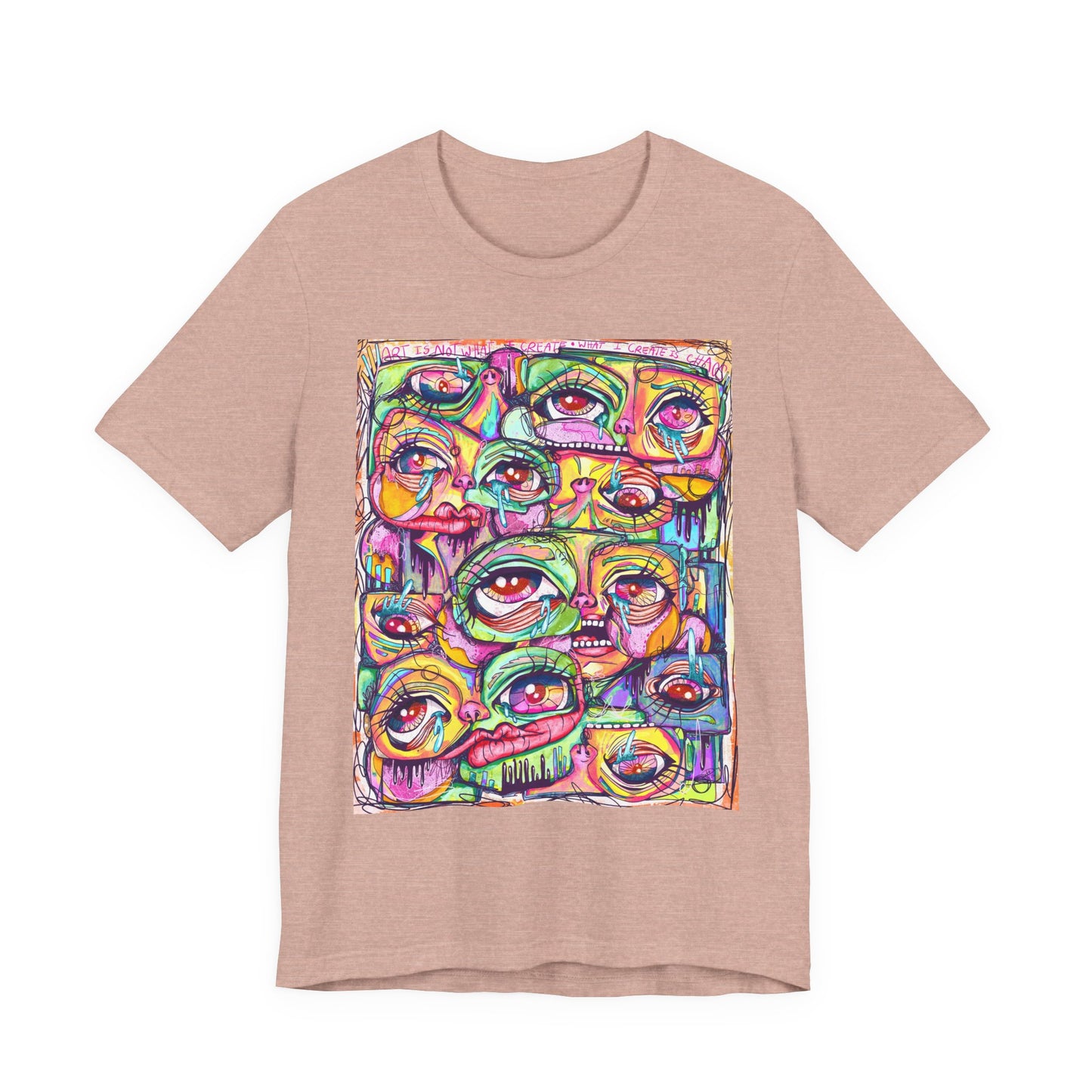 Colorful Chaos of Expressive Faces Unisex Jersey Short Sleeve Tee