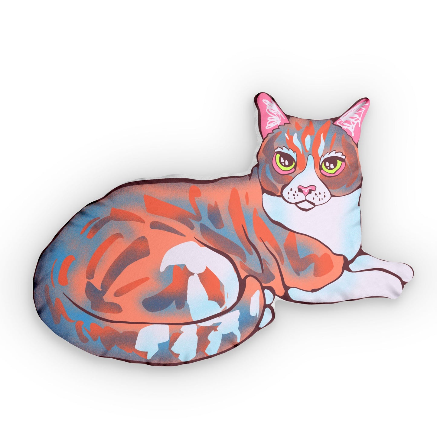 Ginger Blue Resting Cat Shaped Pillow