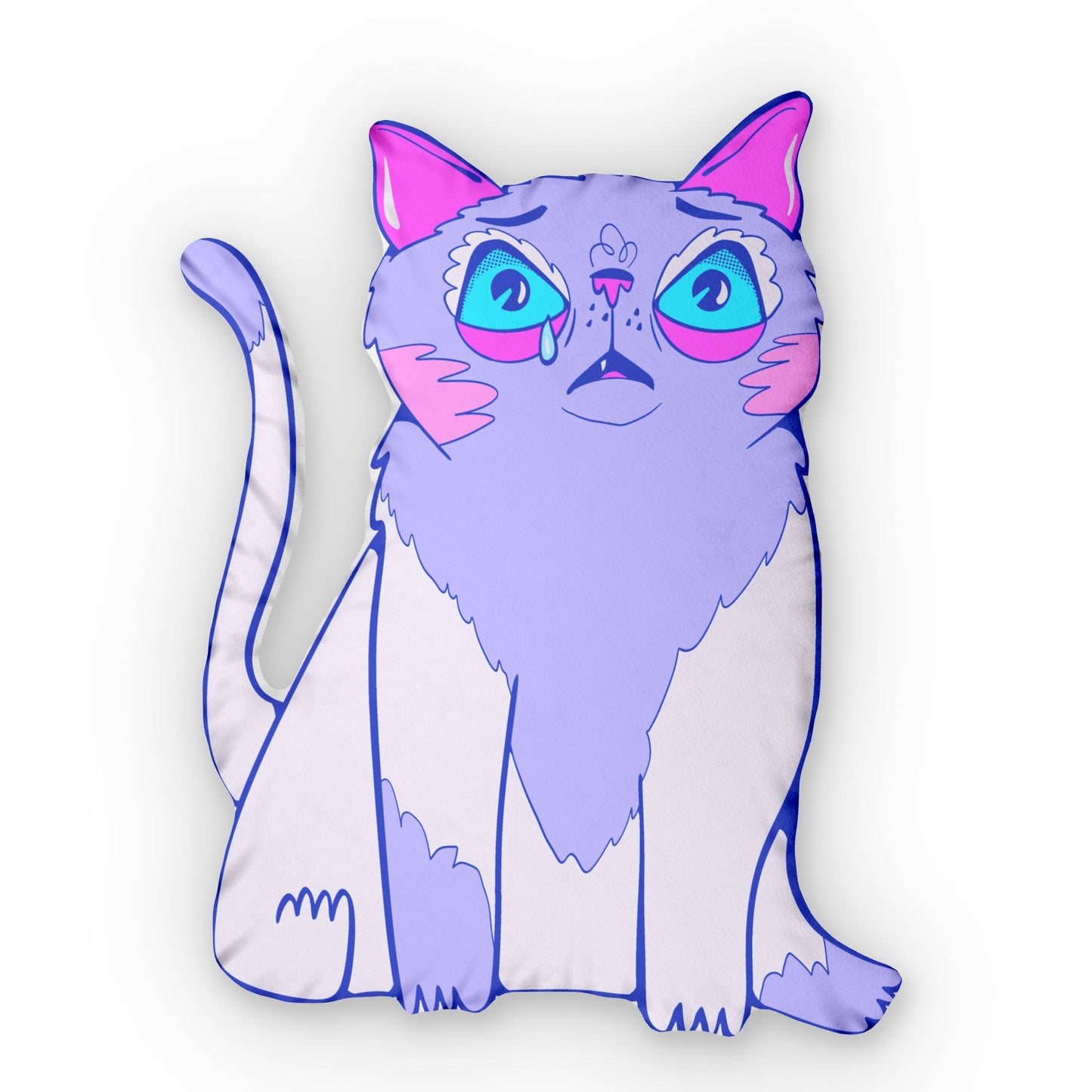 Sad Kibby Cat Shaped Pillow