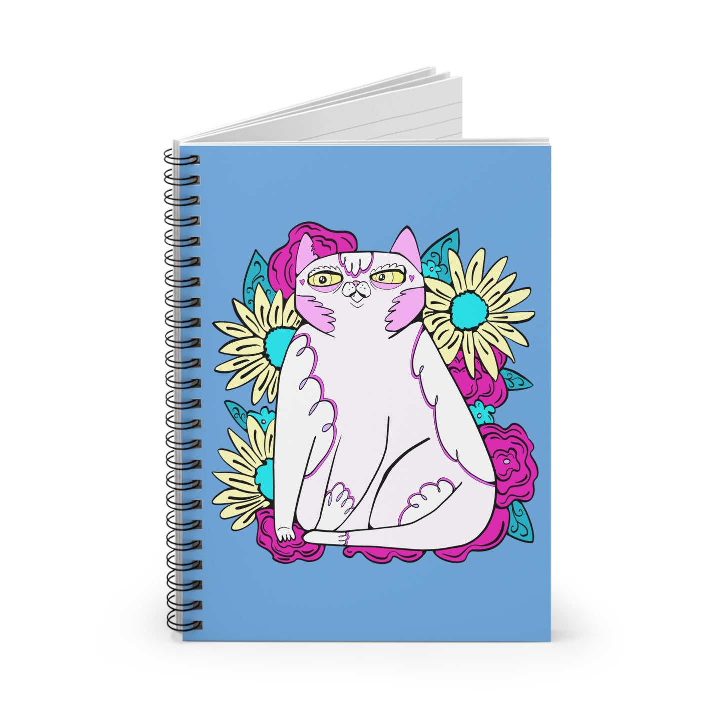 Kibby Among the Flowers Spiral Notebook - Ruled Line