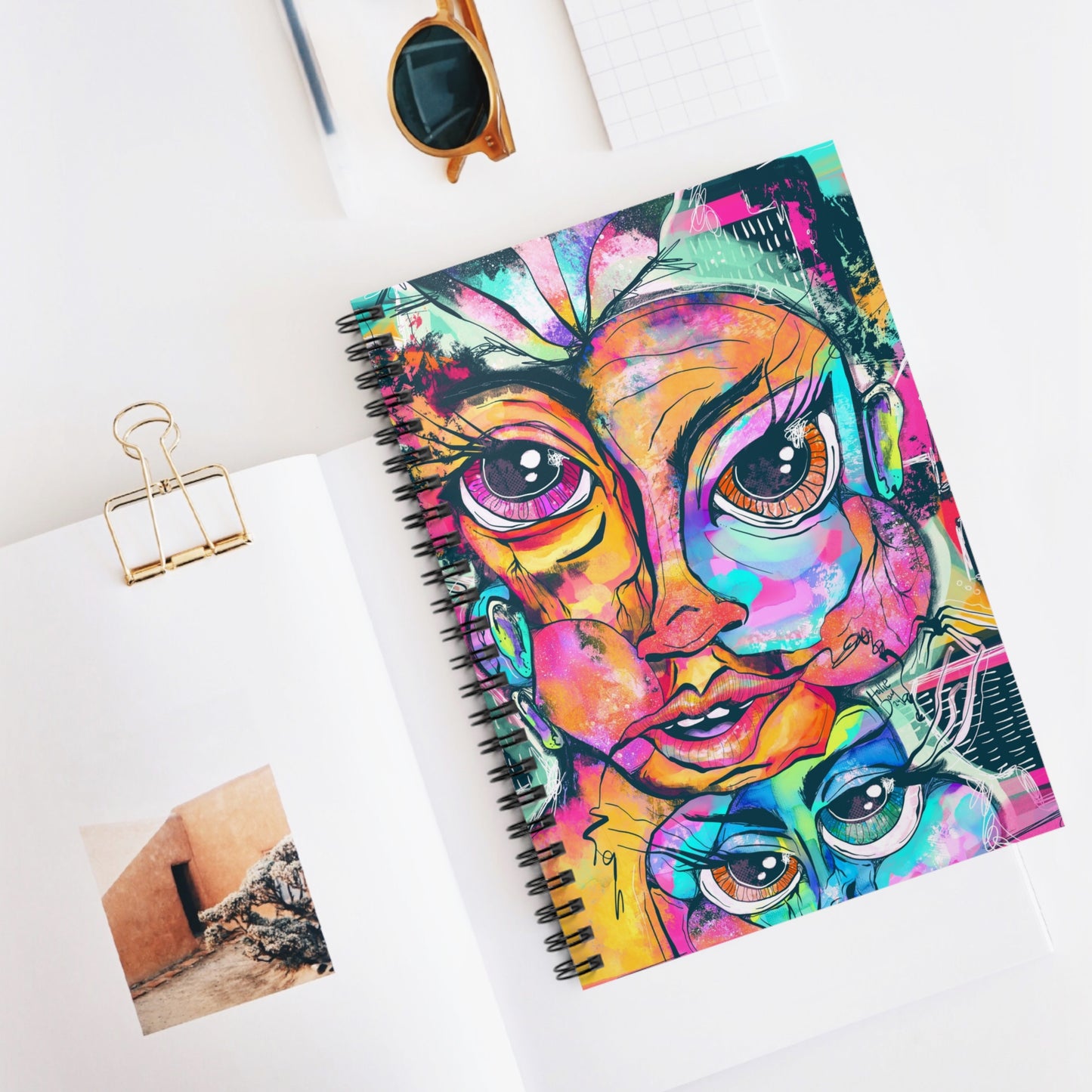 Ruby September Skies Cubism Spiral Notebook - Ruled Line