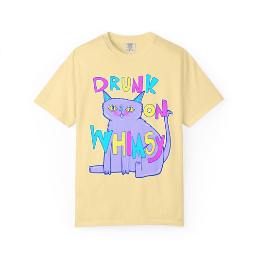 Drunk On Whimsy Cat Tee - Unisex Garment-Dyed T-shirt