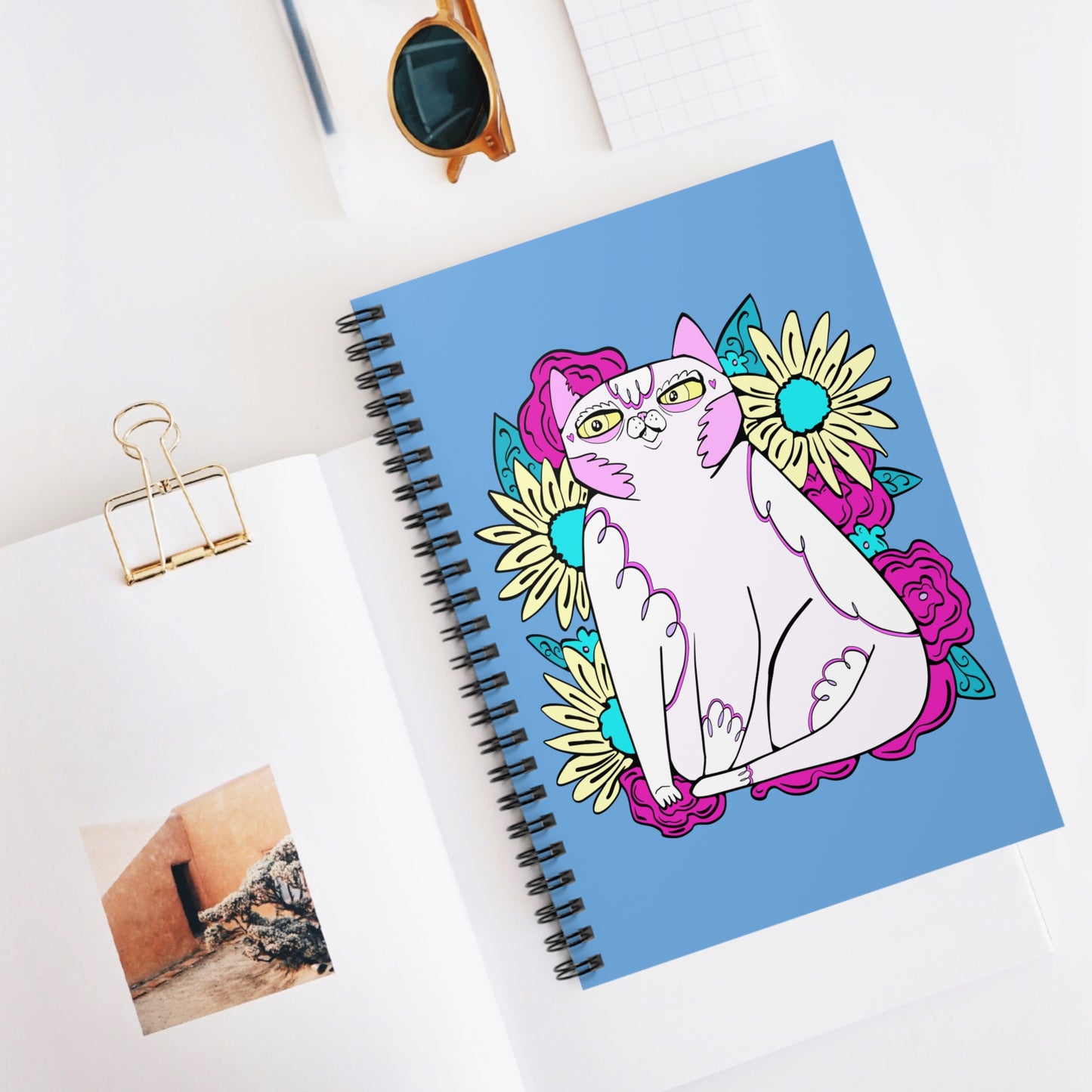 Kibby Among the Flowers Spiral Notebook - Ruled Line