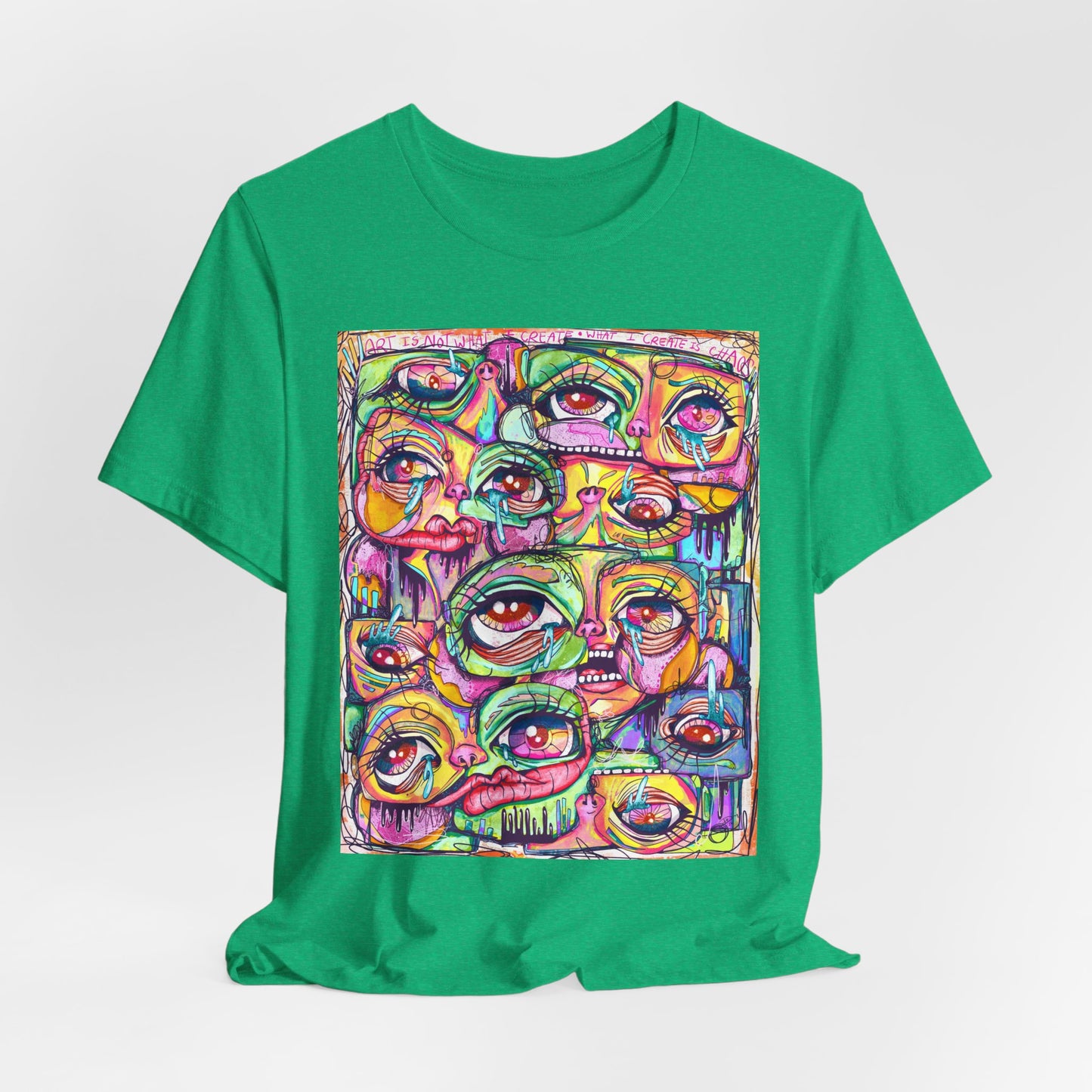 Colorful Chaos of Expressive Faces Unisex Jersey Short Sleeve Tee