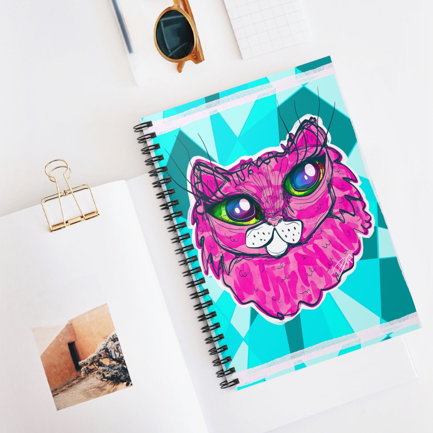 Pretty Pink Cat Spiral Notebook - Ruled Line