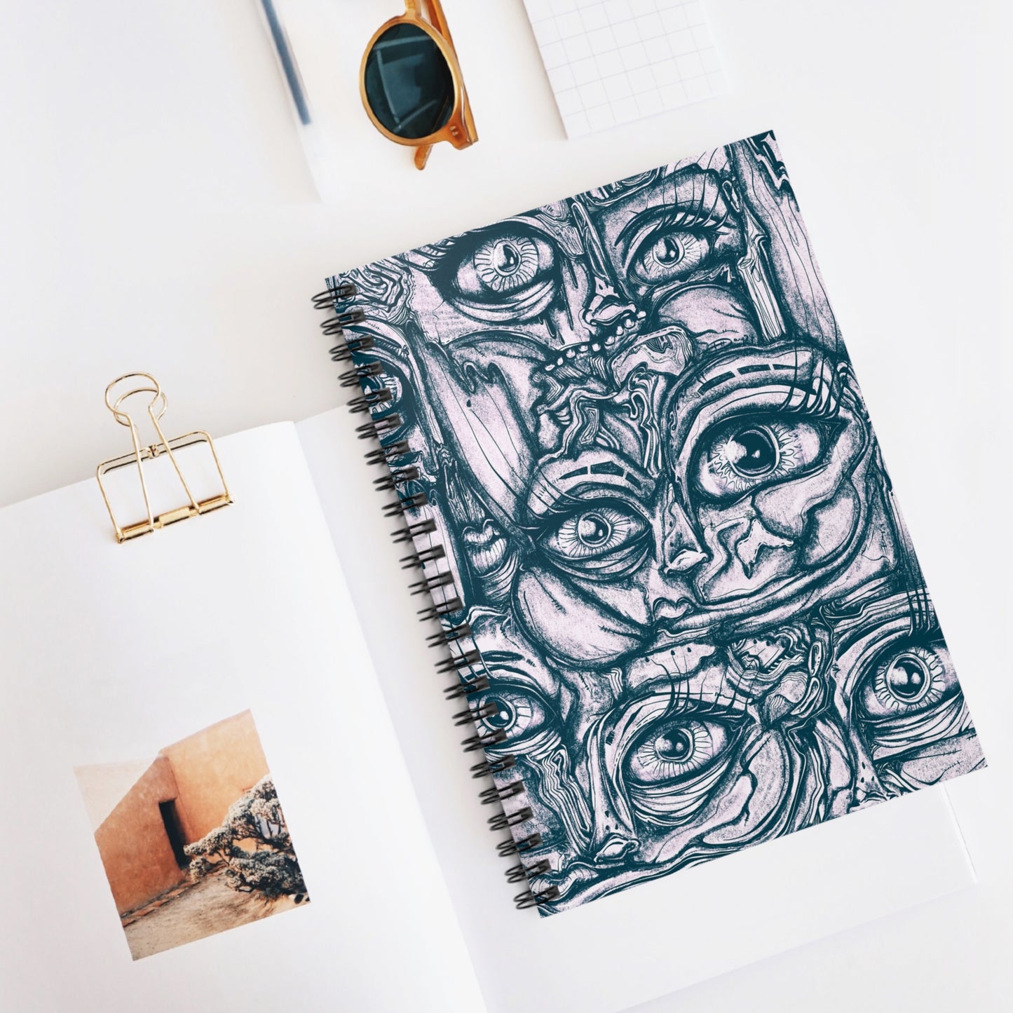 Shades of Grey Cubism Spiral Notebook - Ruled Line