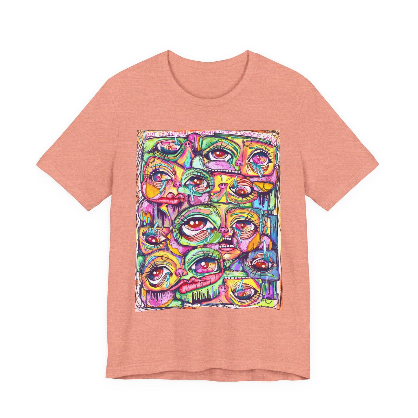 Colorful Chaos of Expressive Faces Unisex Jersey Short Sleeve Tee