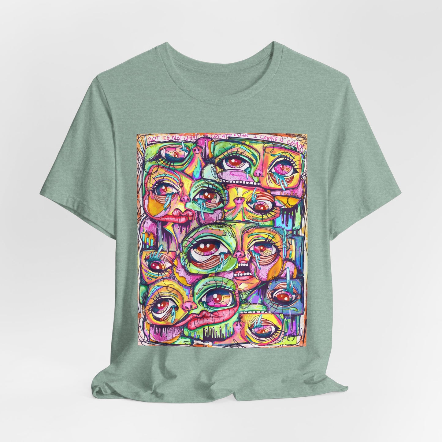 Colorful Chaos of Expressive Faces Unisex Jersey Short Sleeve Tee