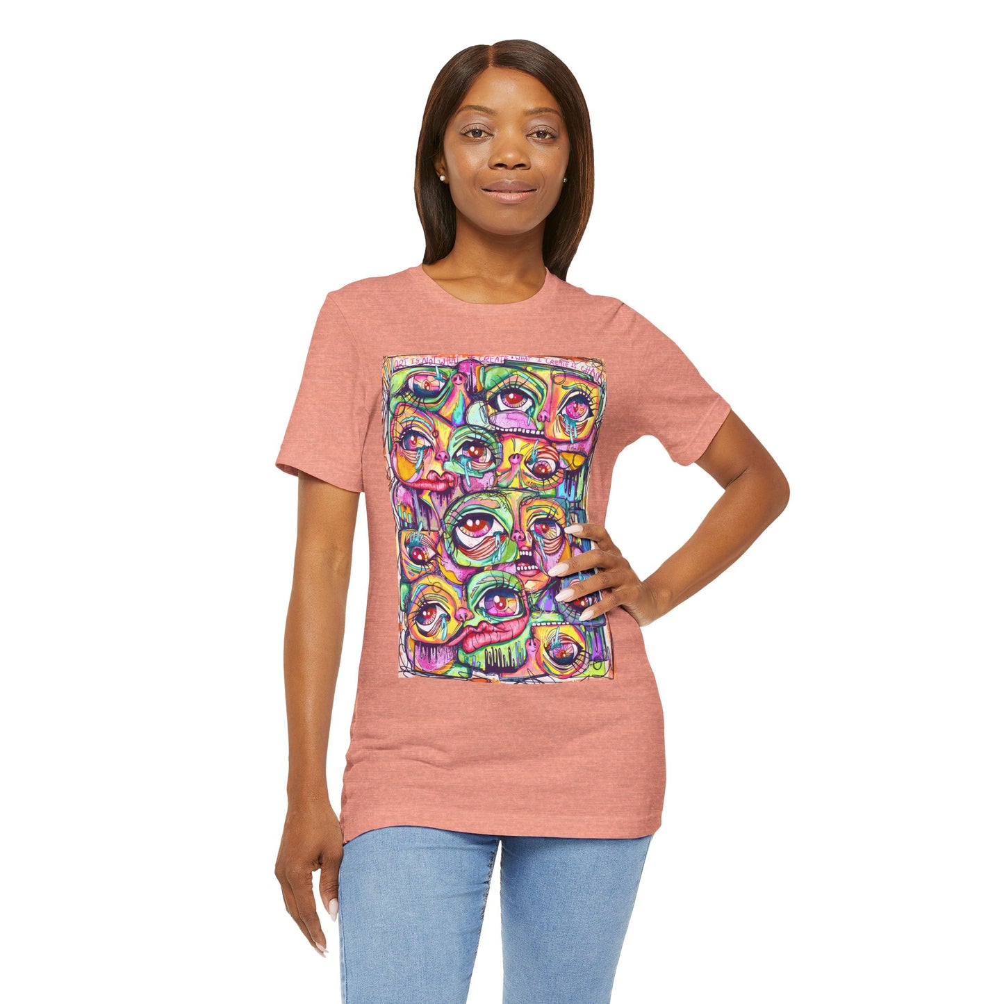 Colorful Chaos of Expressive Faces Unisex Jersey Short Sleeve Tee